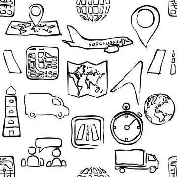 Sketch logistic seamless pattern Stock Illustration