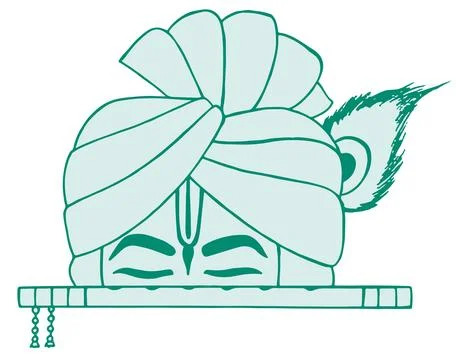 Sketch of Lord Krishna and elements illustration Stock Illustration