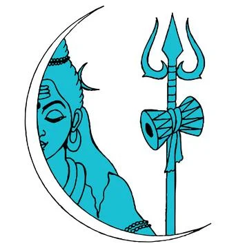 Sketch of Lord Shiva design elements outline editable illustration Stockillustratie