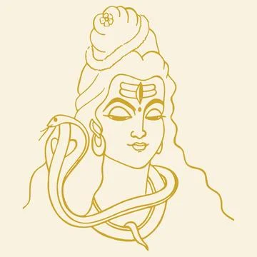 Sketch of Lord Shiva design elements outline editable illustration Stockillustratie