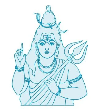 Sketch of Lord Shiva design elements outline editable illustration イラスト素材