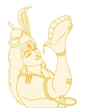 Sketch of Lord Shiva design elements outline editable illustration Stockillustratie