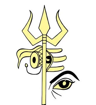 Sketch of Lord Shiva design elements outline editable illustration Stock Illustration
