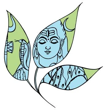 Sketch of Lord Shiva design elements outline editable illustration Stock Illustration