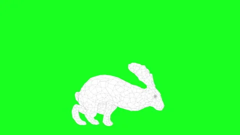 Sketch Low-Poly 3D Loop Animated Rabbit Running, Green Screen Stock Footage 313615131