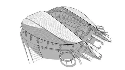 Sketch of the main stadium in Sochi. Stock Illustration