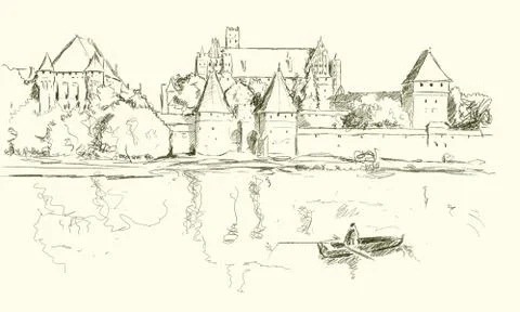 Sketch of Malbork Illustrazione stock
