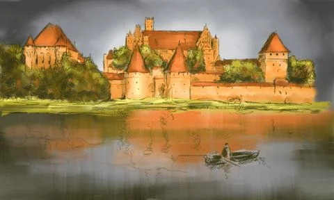 Sketch of Malbork Illustrazione stock