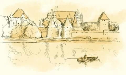 Sketch of Malbork Illustrazione stock