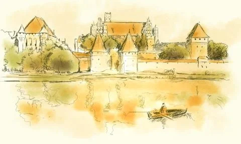 Sketch of Malbork Illustrazione stock