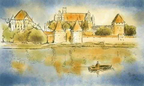 Sketch of Malbork Illustrazione stock