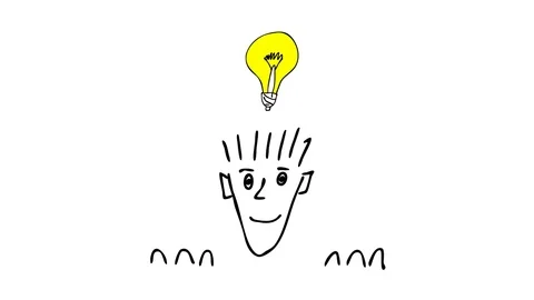 Sketch man with lamp over head Stock Footage 83484785