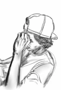 Sketch of a man sitting Stock Illustration