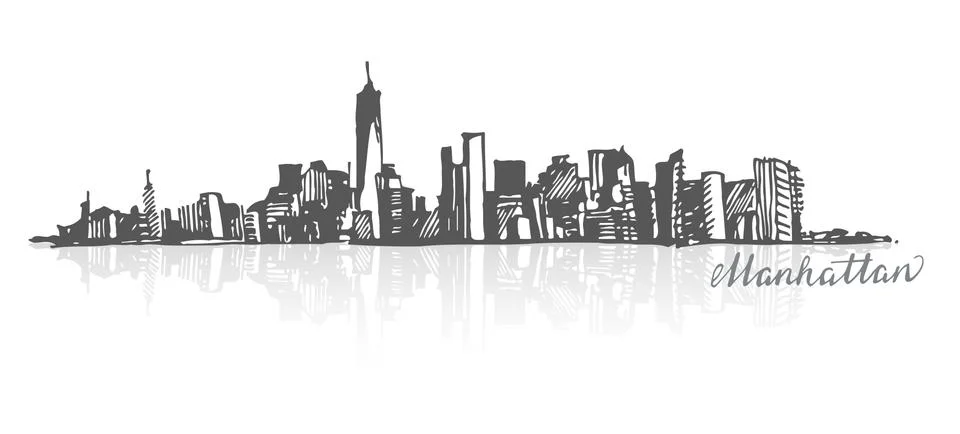 Sketch of Manhattan New York Stock Illustration