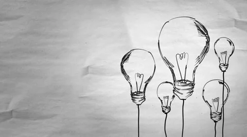Sketch Many Bulbs with alpha matte looping animation 4K (Ultra HD) resolution Stock Footage 38020900
