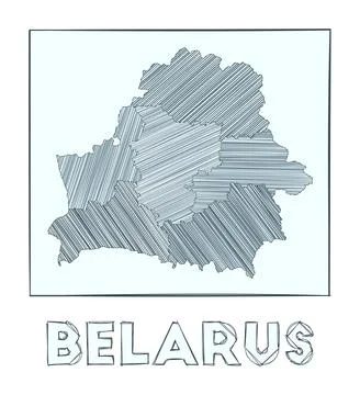 Sketch map of Belarus. Grayscale hand drawn map of the country. Filled regi.. イラスト素材