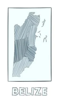 Sketch map of Belize. Grayscale hand drawn map of the country. Filled regio.. Stock Photos