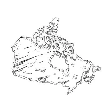 Sketch of a map of Canada Stock Illustration