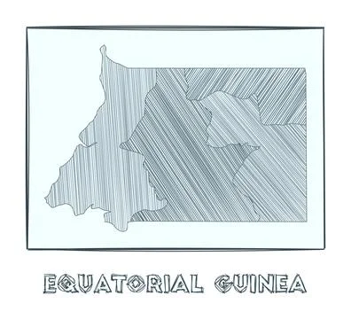 Sketch map of Equatorial Guinea. Grayscale hand drawn map of the country. F.. Stock Photos
