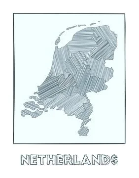 Sketch map of Netherlands. Grayscale hand drawn map of the country. Filled .. 스톡 일러스트