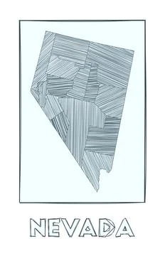 Sketch map of Nevada. Grayscale hand drawn map of the us state. Filled regi.. Stock Illustration