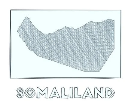 Sketch map of Somaliland. Grayscale hand drawn map of the country. Filled r.. Stock Photos