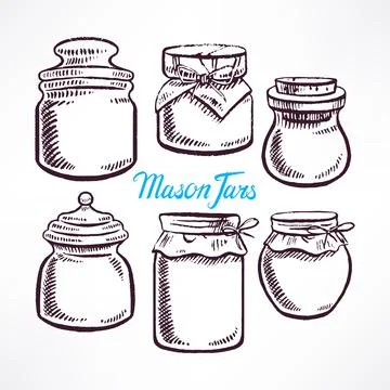 Sketch mason jars - 2 Stock Illustration
