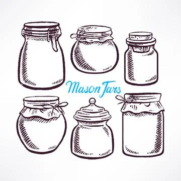 Sketch mason jars Stock Illustration