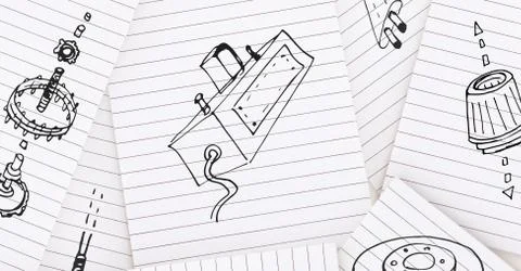 Sketch of mechanism engineering elements hand drawing 写真素材