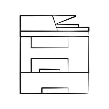 Sketch of Multifunction devices. MFP - office printer and scanner. Xerox drawn Stock Illustration