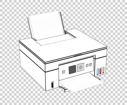 Sketch of a multifunction inkjet color printer Stock Illustration