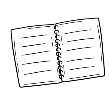 Sketch of notebook with blank sheet. Illustrazione stock