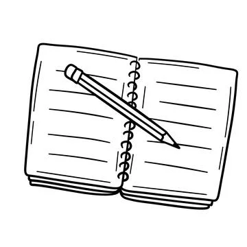 Sketch of notebook with blank sheet. Illustrazione stock