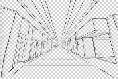 Sketch of an office building Ilustración de archivo