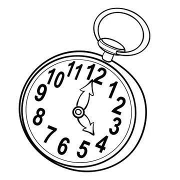 Sketch of old clock, coloring book, isolated object, vector illustration, car Stock Illustration