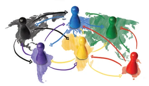 Sketch or handdrawn concept for globalization, global networking, travel or Stock Illustration