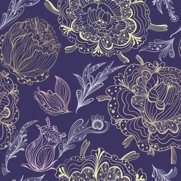 Sketch Ornamental Vector Floral Pattern Stock Illustration