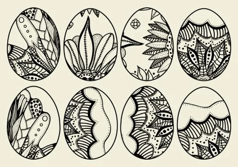 Sketch ornate Easter eggs Stock Illustration