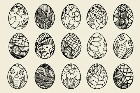 Sketch ornate Easter eggs Stock Illustration