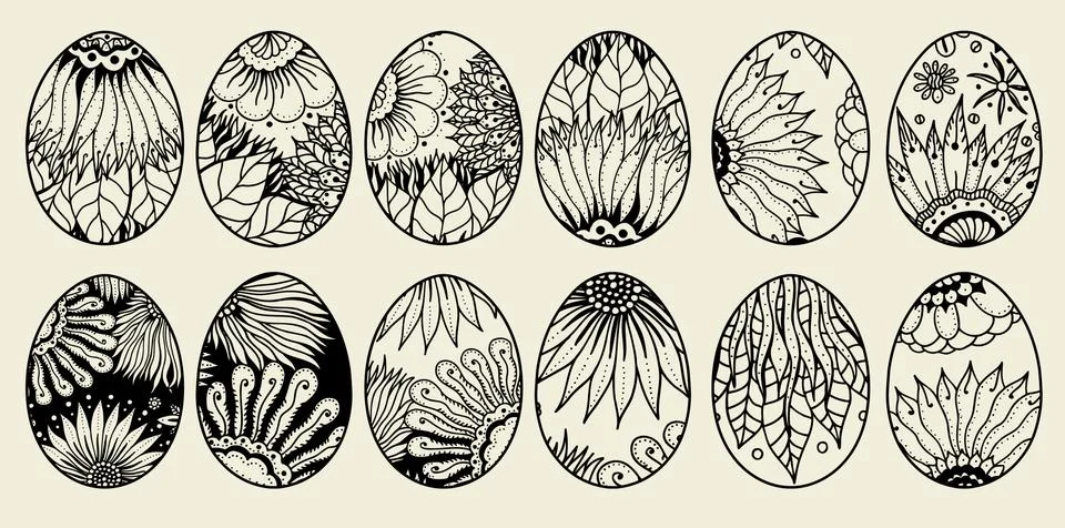 Sketch ornate Easter eggs Stock Illustration