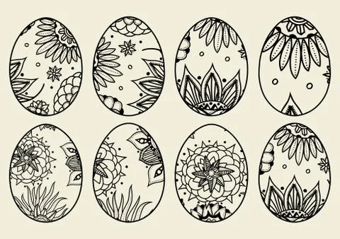 Sketch ornate Easter eggs Illustrazione stock