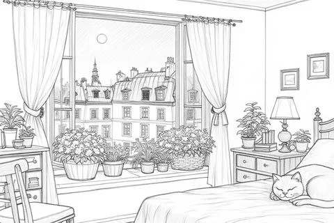 Sketch Outline of Room Stock Illustration