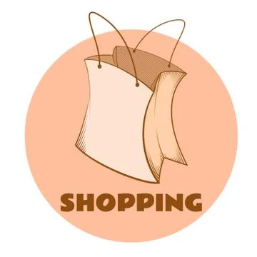 Sketch of paper bag Stock Illustration