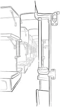 Sketch of passenger train interior. Stock Illustration