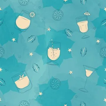 Sketch pattern of cocktail glasses Vector Stock Illustration