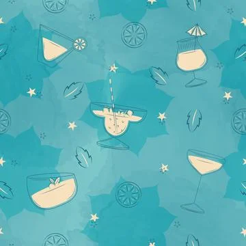 Sketch pattern of cocktail glasses Vector Stock Illustration