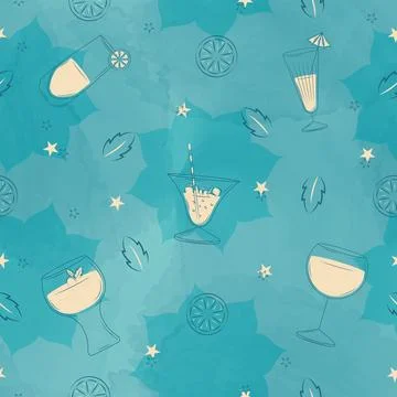 Sketch pattern of cocktail glasses Vector Stock Illustration