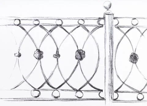 Sketch of pattern of iron fence Illustrazione stock
