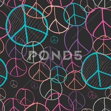 Sketch peace symbol seamless pattern background eps10 file. Stock Illustration