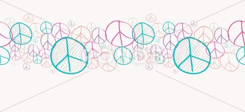Sketch peace symbols seamless pattern background eps10 file. Stock Illustration